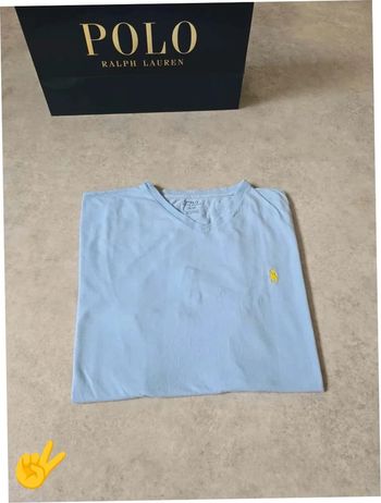 T-shirt Ralph Lauren M coupe col rond bleu Homme Men tee6b