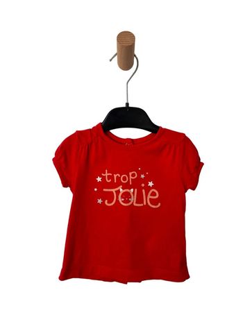 T-shirt rouge à manches courtes “trop jolie” - Kitchoun 3 mois (60cm)