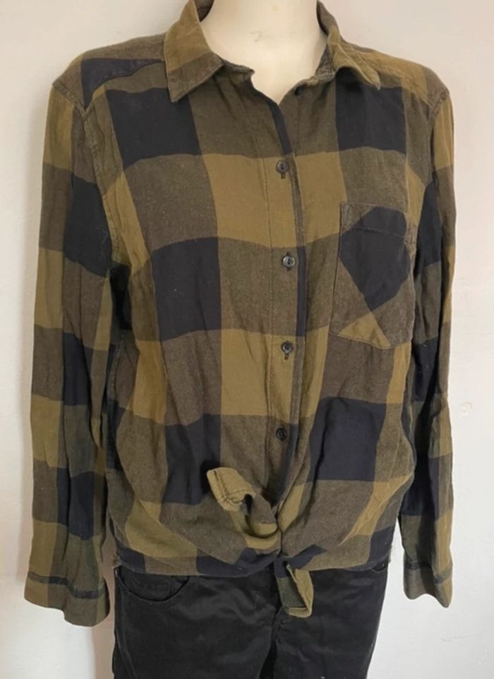 Chemise à carreaux kaki/noir - photo numéro 2