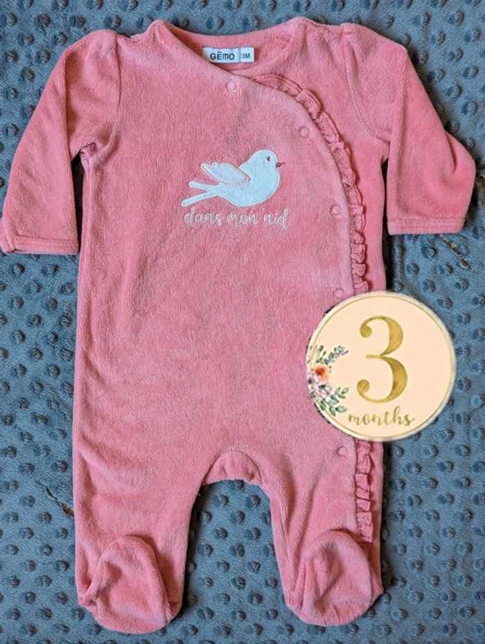 Grenouillère pyjama velours fille 3 mois Colombe velour