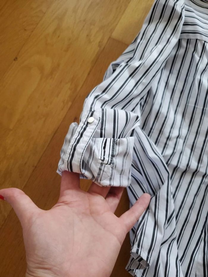 Chemise chemisier rayé noir et blanc Jennyfer XS stretch - photo numéro 7