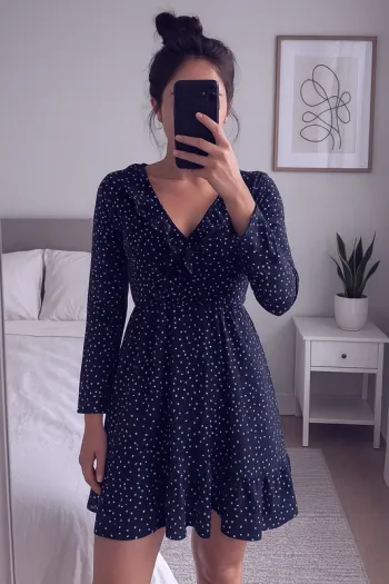 Robe avec pois blanc