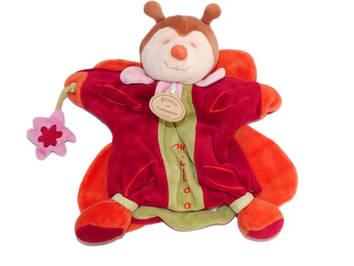 Doudou et Compagnie - Marionnette PAPILLON Miloo et sa fleur