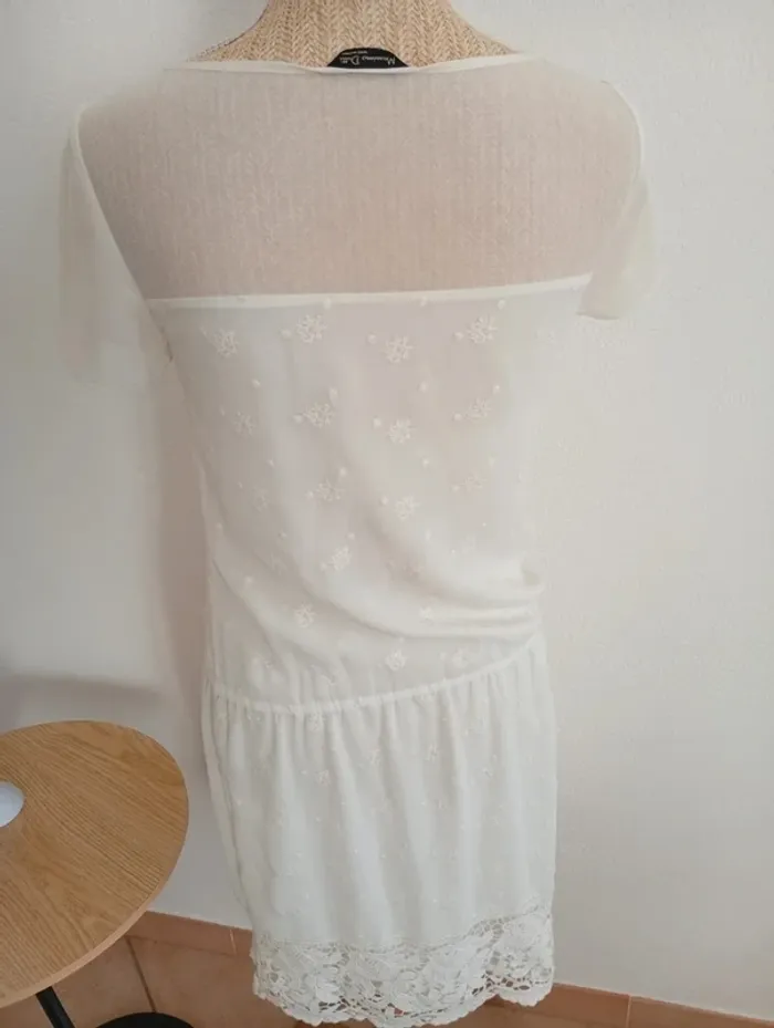 Robe blanche 36 cocktail été Massimo Dutti 86cm - photo numéro 8