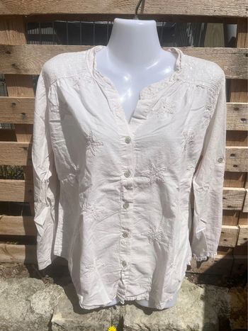 🌸 Blouse blanche brodée - Made in Italy - Taille unique