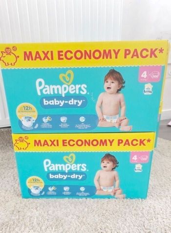 2× Couches Pampers Baby dryTaille 4 MAXI PACK ×216