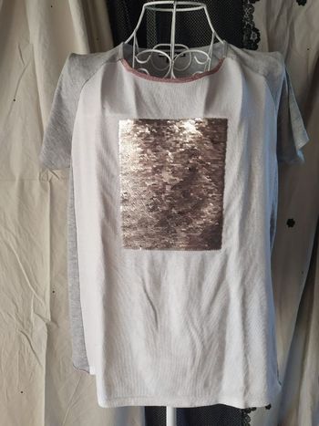 T shirt bicolore pailleté