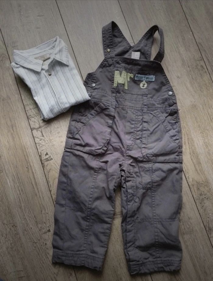 Ensemble chemise manches longues et salopette Du pareil au même 18 mois