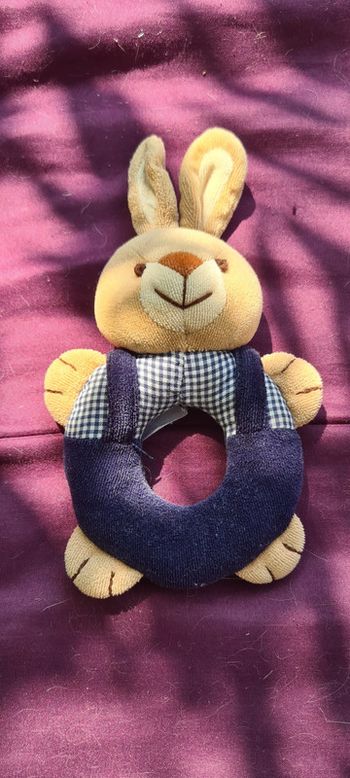 Petite peluche lapin hochet Vintage