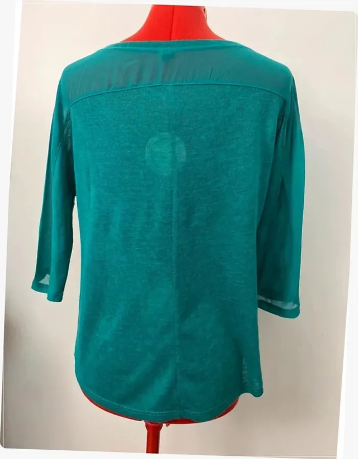 Haut vert manches 3/4 voile et maille Pimkie - photo numéro 3
