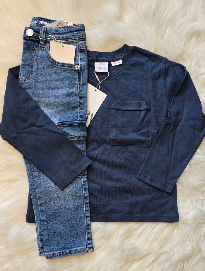 Neufs (non portés)🏷💙😍🤩 ensemble teeshirt et jeans cargo  3 ans garçon 💙😍🤩
