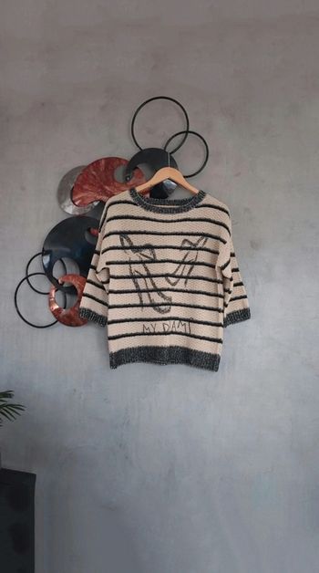 Pull à rayures beige et noir Léa Greb Basic