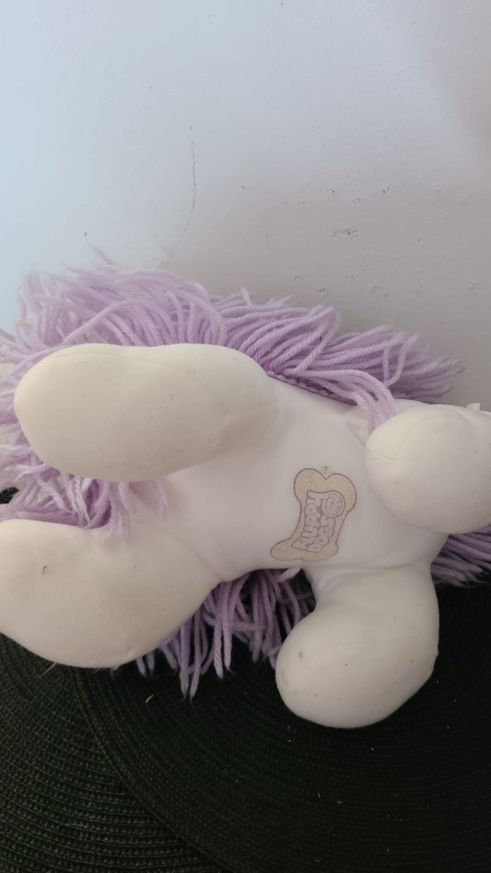 Peluche vintage violette Kenner Fluppy Dog des années 1980 en laine pour chien - photo numéro 2