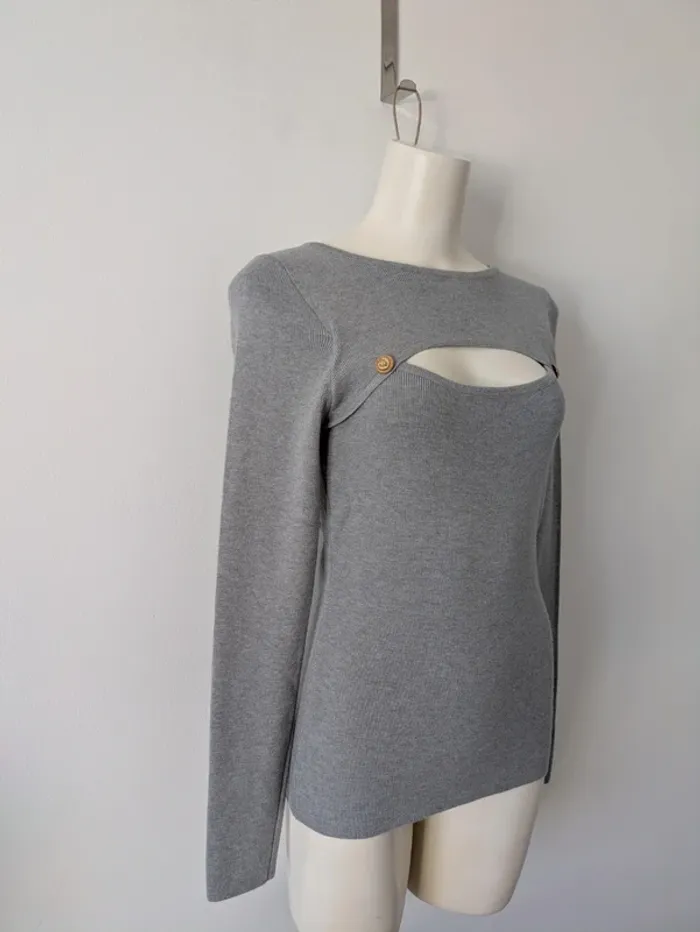 Pull avec fente et boutons dorés - Rosy Days - taille 38 - photo numéro 2
