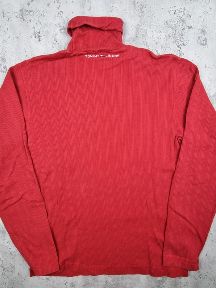 Pull fin col roulé Tommy Jeans rouge – Taille M Femme (mesures en photos) - photo numéro 4