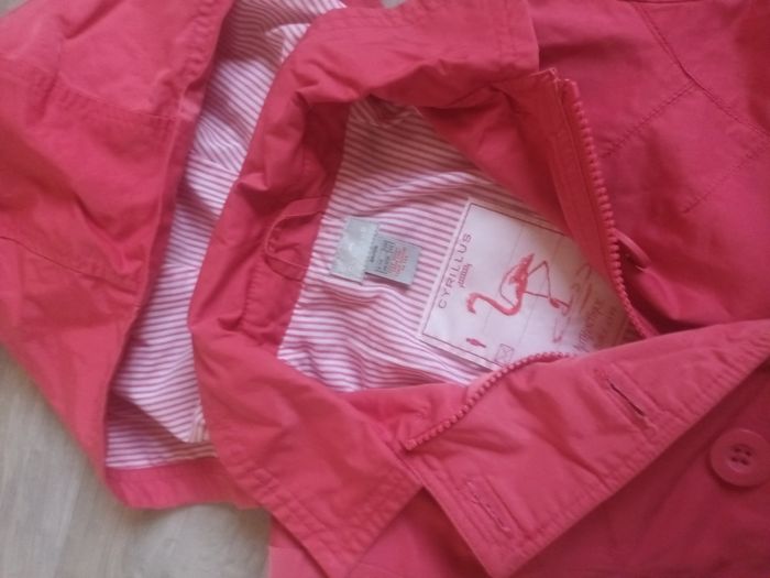 imperméable cyrillus neuf 8 ans fille corail avec capuche et doublé - photo numéro 4