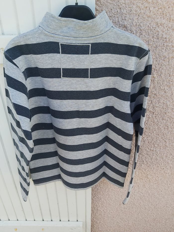 Sweat polaire rayée gris et noir 12 ans - photo numéro 2