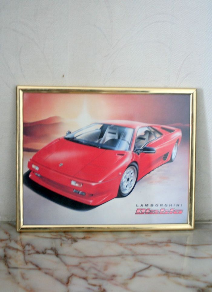 Cadre doré Lamborghini Diablo 26x21cm - photo numéro 1