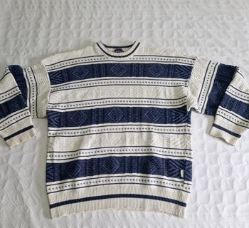Pull à rayures  , homme  , vintage  , 100% coton  , taille  XL