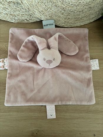 Doudou plat lapin lapidou vieux rose nattou 