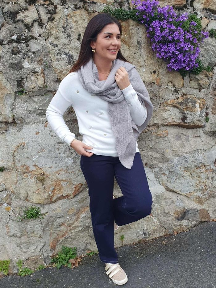 Écharpe épaisse Dublin unie gris perle - photo numéro 2