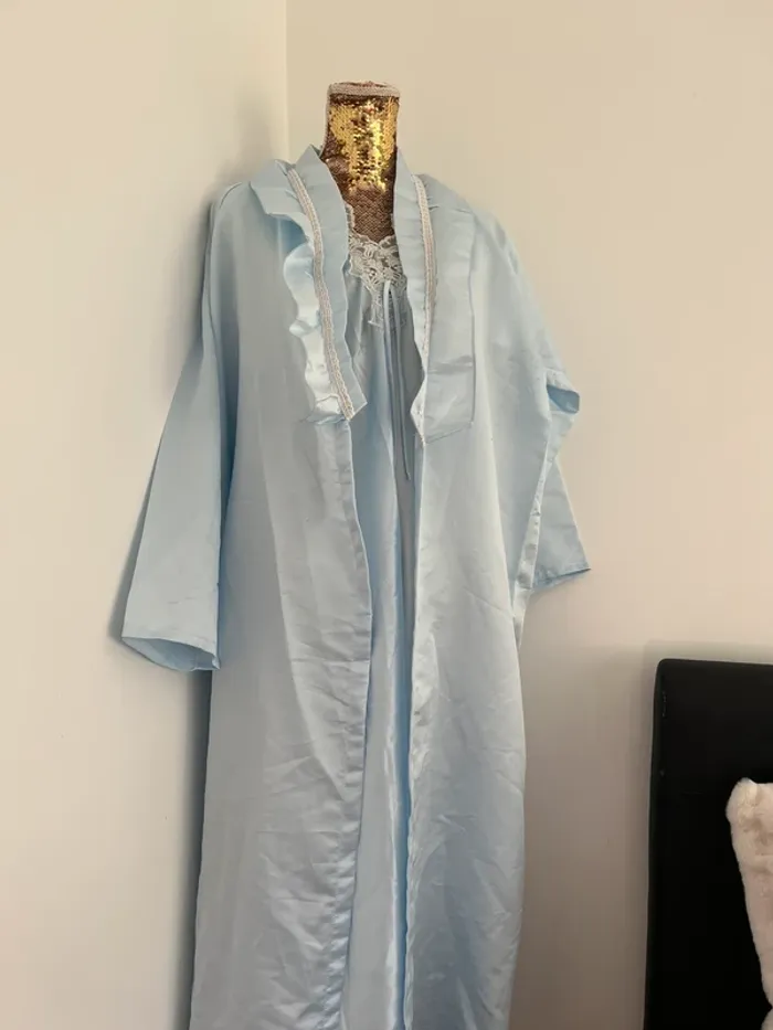 Ensemble nuisette 2 kimonos bleu 38 /40 vintage - photo numéro 6