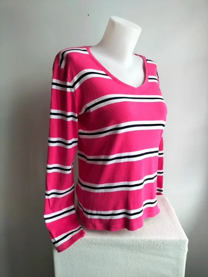 Pull Femmes Fin et Léger Col V 100% Coton - Tommy Hilfiger - Taille L - photo numéro 3