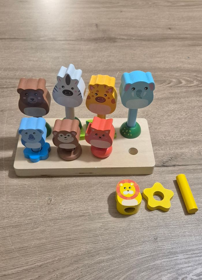 Jouet en bois à empiler animaux - photo numéro 4