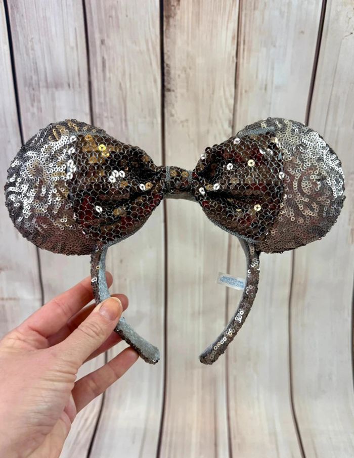 Ears (serre tête) oreilles de Minnie à sequins gris anthracite Tokyo Disneyland