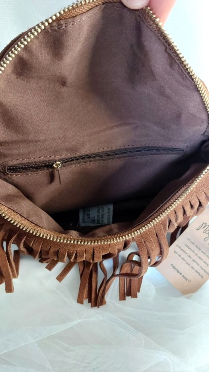 Sac banane daim à franges camel - photo numéro 8