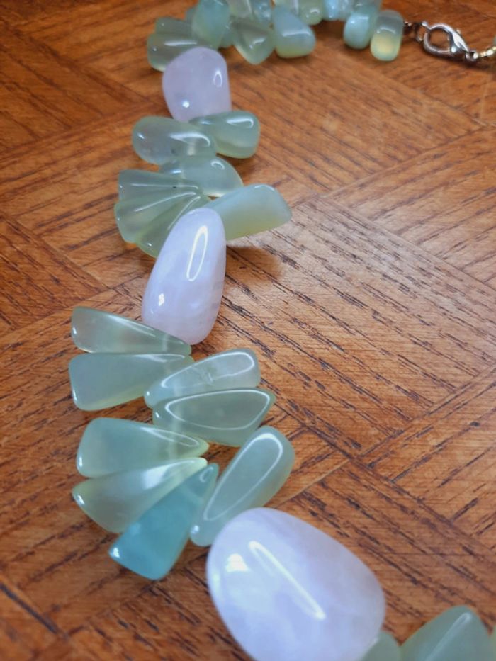 Collier calcedoine et quartz rose - photo numéro 2