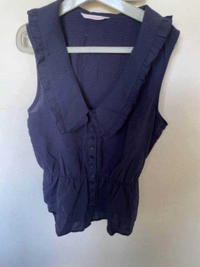 Chemisier blouse T 36 Camaïeu bleu marine