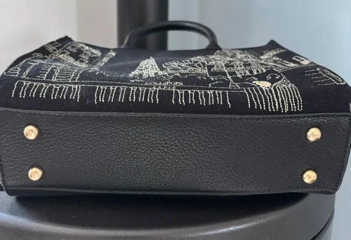Sac bandoulière rigide en tissu noir lollipops - photo numéro 4