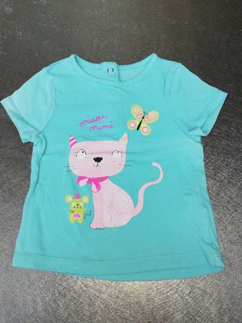 Tee-shirt manches courtes 12 mois fille orchestra bleu