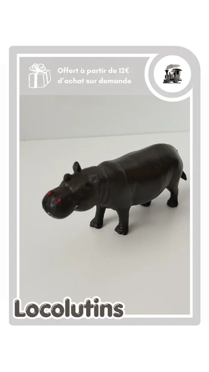 🚂 Figurine hippopotame ▪ plastique solide creux