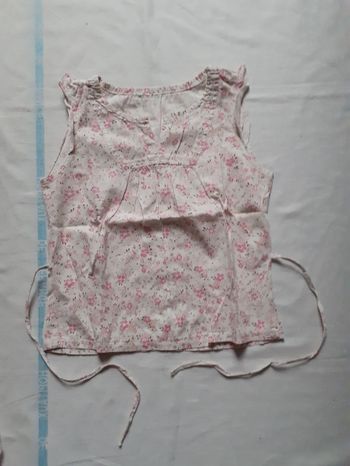 Tunique blanche motif fleurs  roses