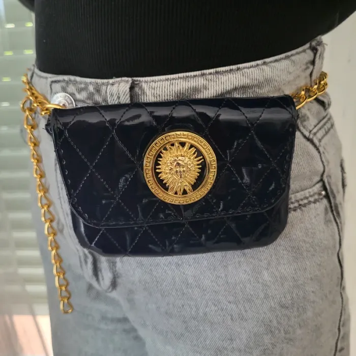 Pochette matelassée bleue et dorée - photo numéro 3