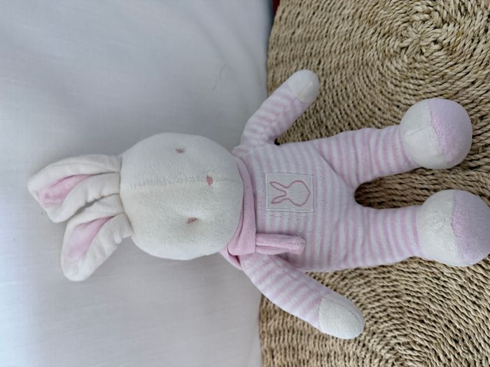 Doudou Lapin rayé rose KLORANE - photo numéro 4
