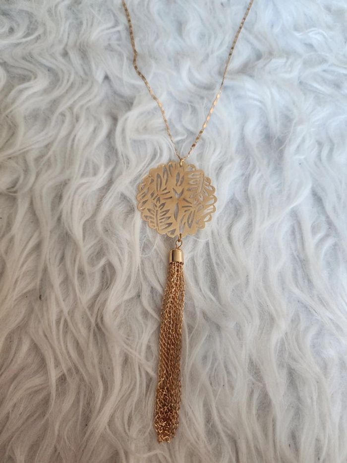 Long collier or jaune neuf - photo numéro 2