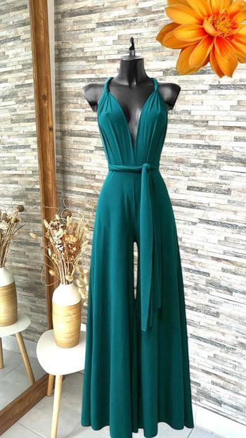 Magnifique combi bleu pétrole dos nu positions infinies