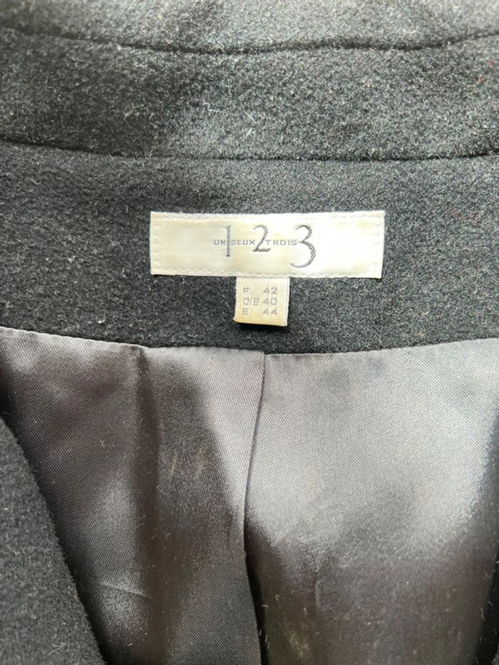 Manteau  noir laine 123 bon état taille 42 - photo numéro 2
