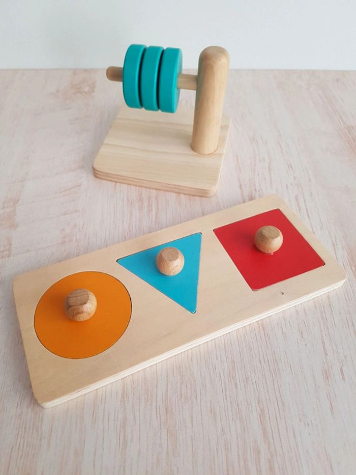 Puzzle trio Djeco et jeu disques à enfiler en bois - photo numéro 5