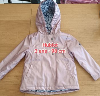 Ciré imperméable matelassé Hublot 3 ans 98 cm rose métallisé fille