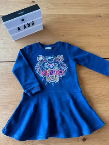 Robe ML bleu marine avec tigre brodé - Taille 4 Ans