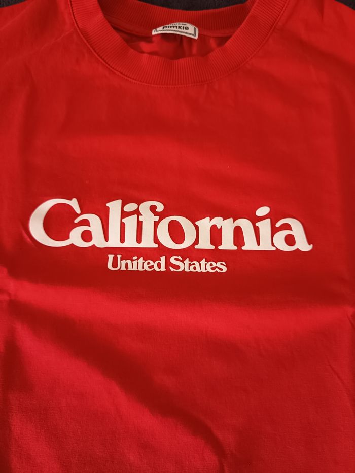 👕 T Shirt Rouge à inscription - XS / Pimkie - photo numéro 3