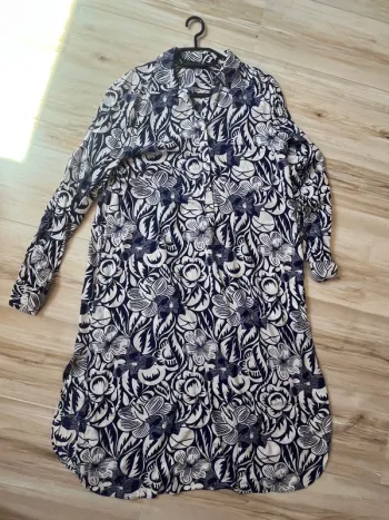 robe chemise zara bleu et blanc