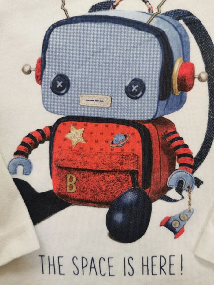 🌺Teeshirt blanc Robo manche longues Mayoral 9mois - photo numéro 4