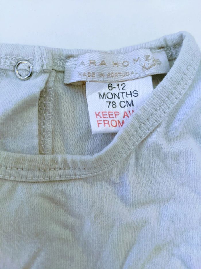 Pyjama grenouillère dors-bien coton léger gris clair lapins Zara 6-12 mois - photo numéro 5