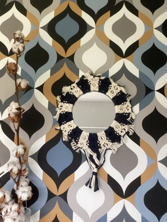 Couronne miroir macramé bicolore - photo numéro 2