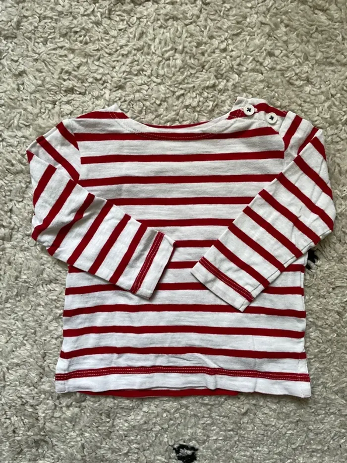 Marinière bout chou bio 6 mois rouge - photo numéro 2